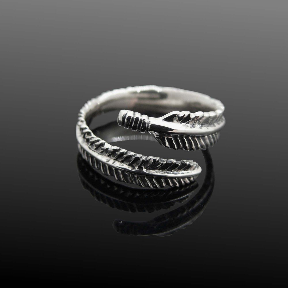 feather_adjustable_silver_ring_1