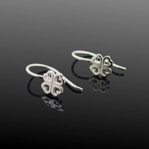 clover heart silver earrings