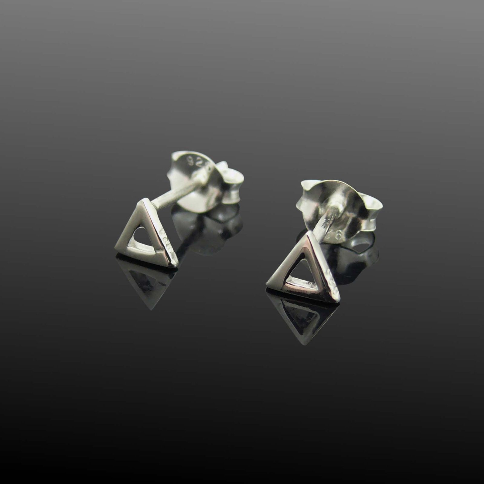 triangle silver stud earrings
