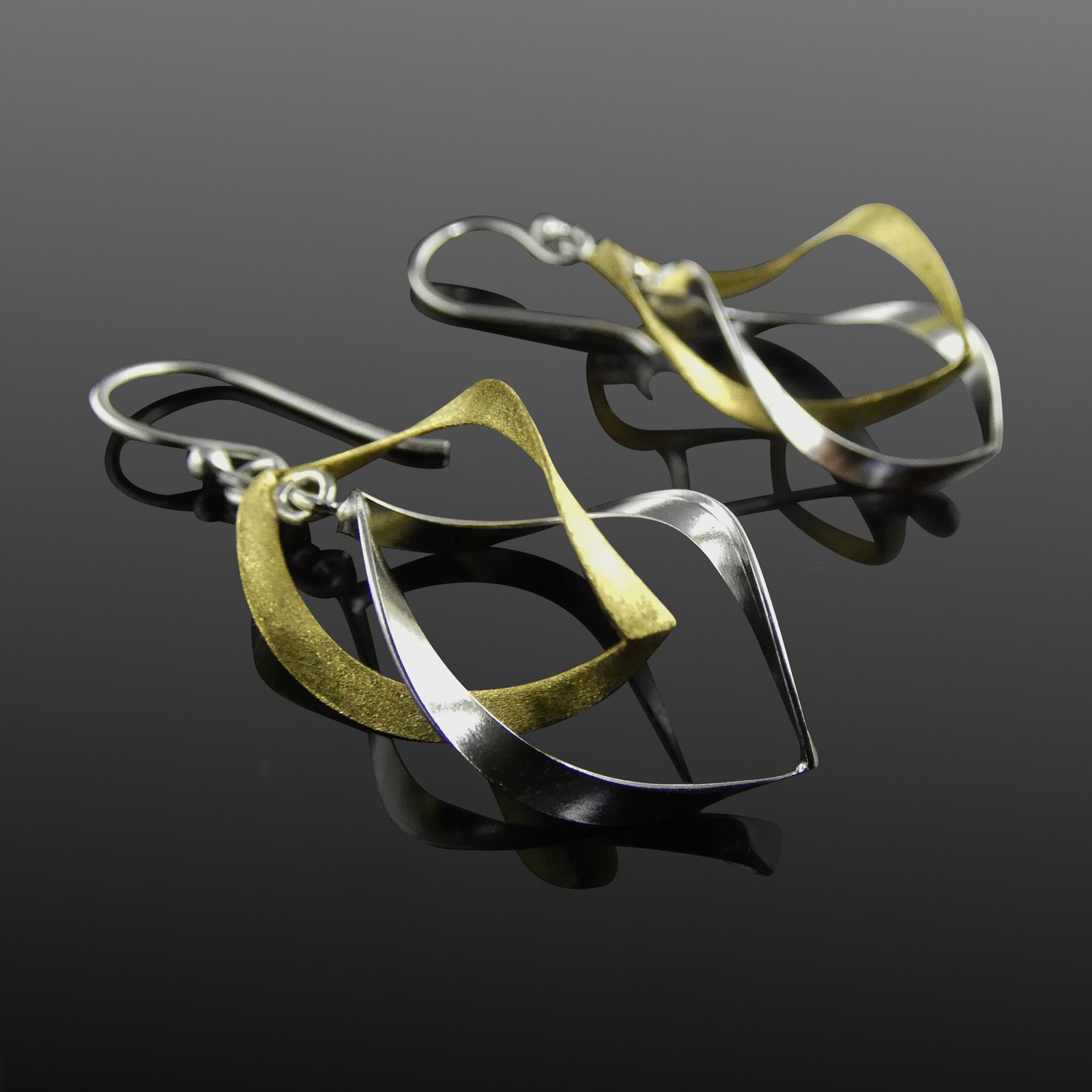 Gold and Silver Abstract Earrings