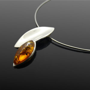 amber silver necklace