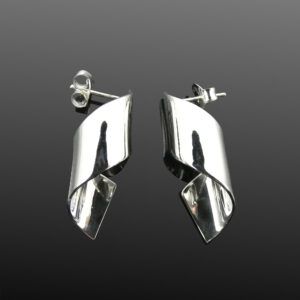 Twisted Silver Statement Earrings - Image 2
