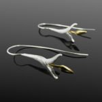Bird of Paradise Satin Silver Earrings