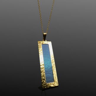 Titanium Textured Gold & Blue Necklace