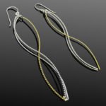 Long Two Tone Statement Earrings