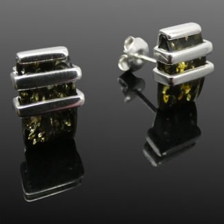 Green Amber Rectangular Studs