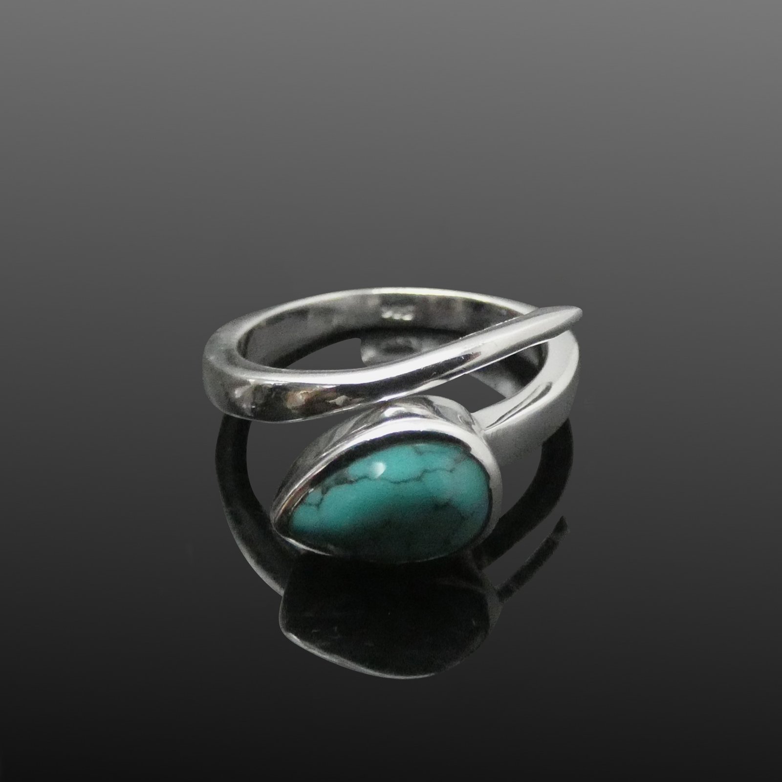 Adjustable turquoise silver ring moon jewellery