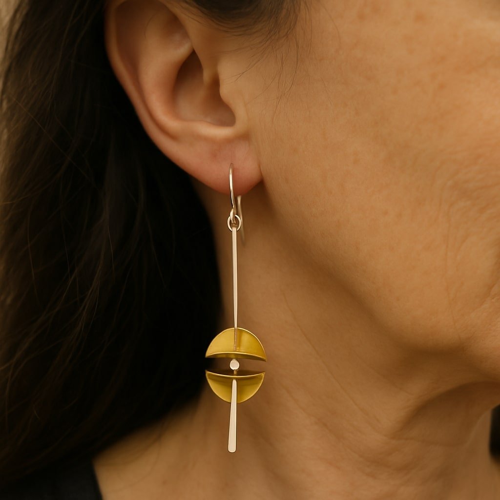 CONTEMPORARY GOLD AND SILVER EARRINGS