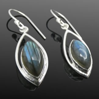 Sterling Silver Marquise-Shaped Earrings with Labradorite