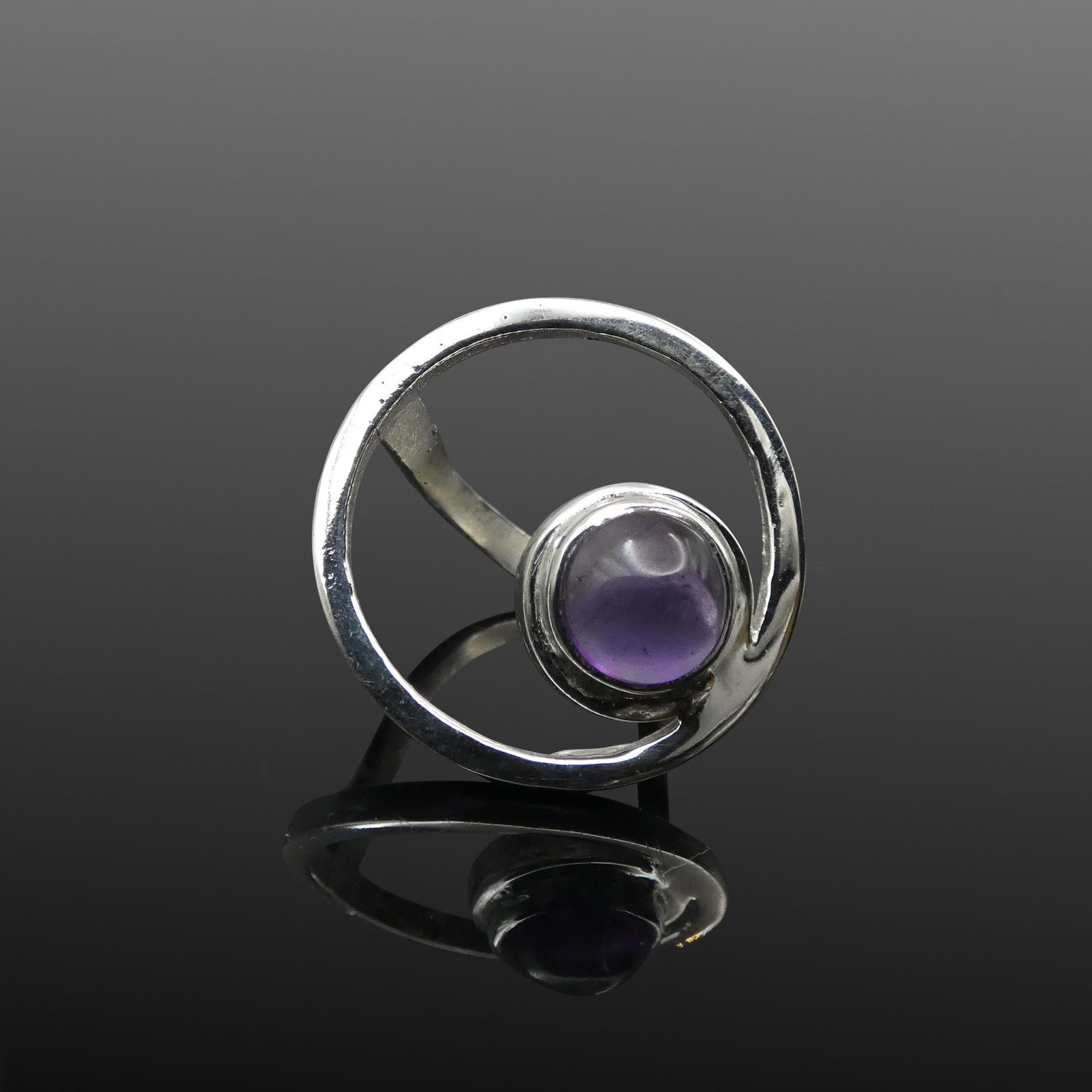 Statement amethyst silver ring moon jewellery