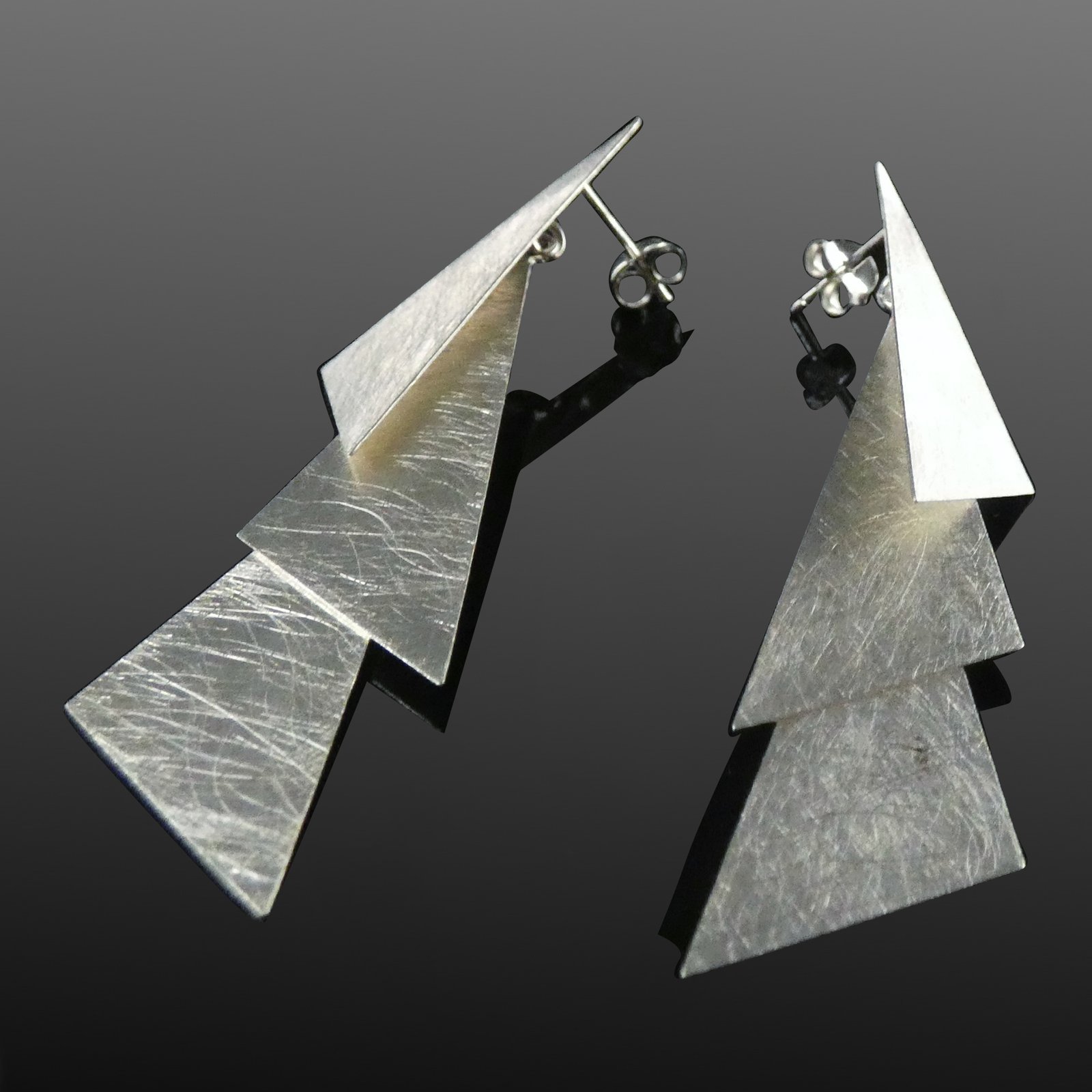Triangle statement silver earrings moon jewellery