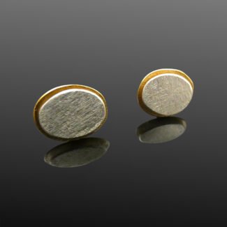 Two Tone Gold and Silver Stud Earrings