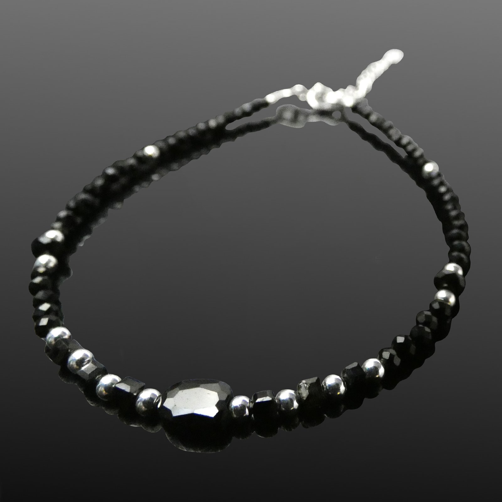 black agate silver bracelet mojo jewellery