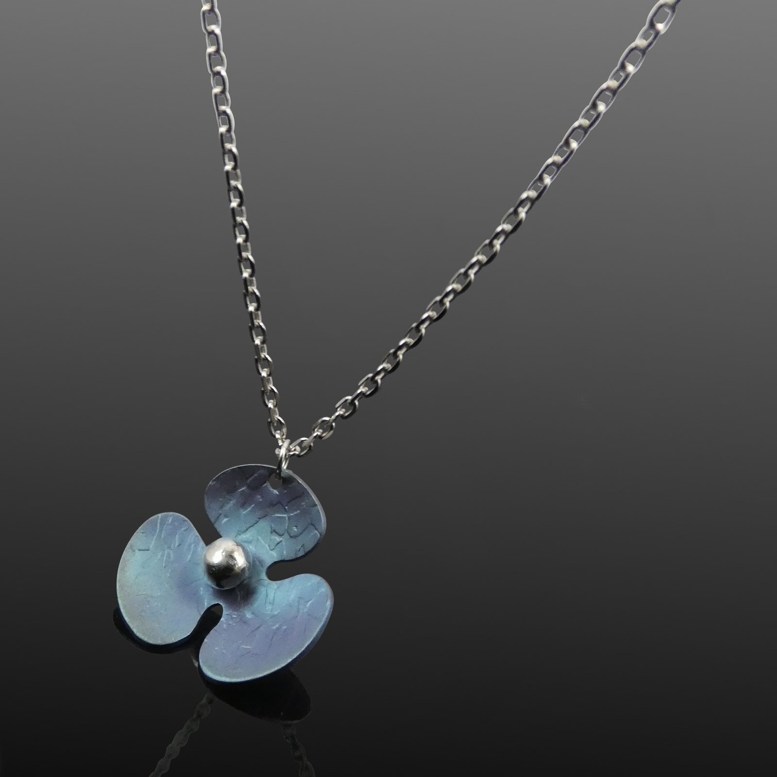 blue titanium flower necklace moon jewellery