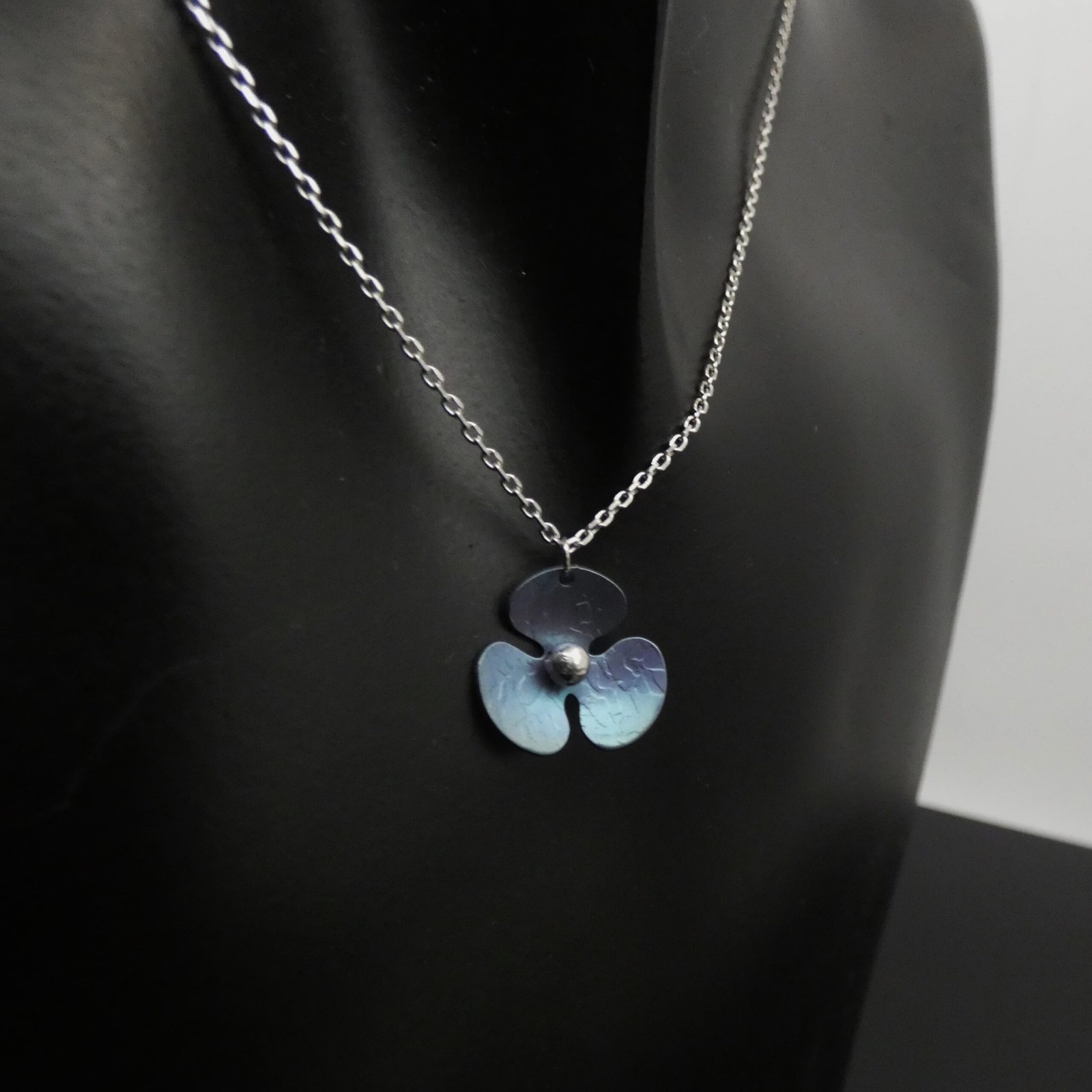 blue titanium flower necklace moon jewellery