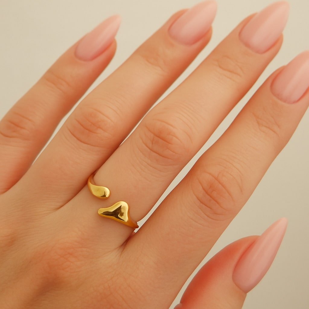 delicate gold plated ring moon jewellery-min