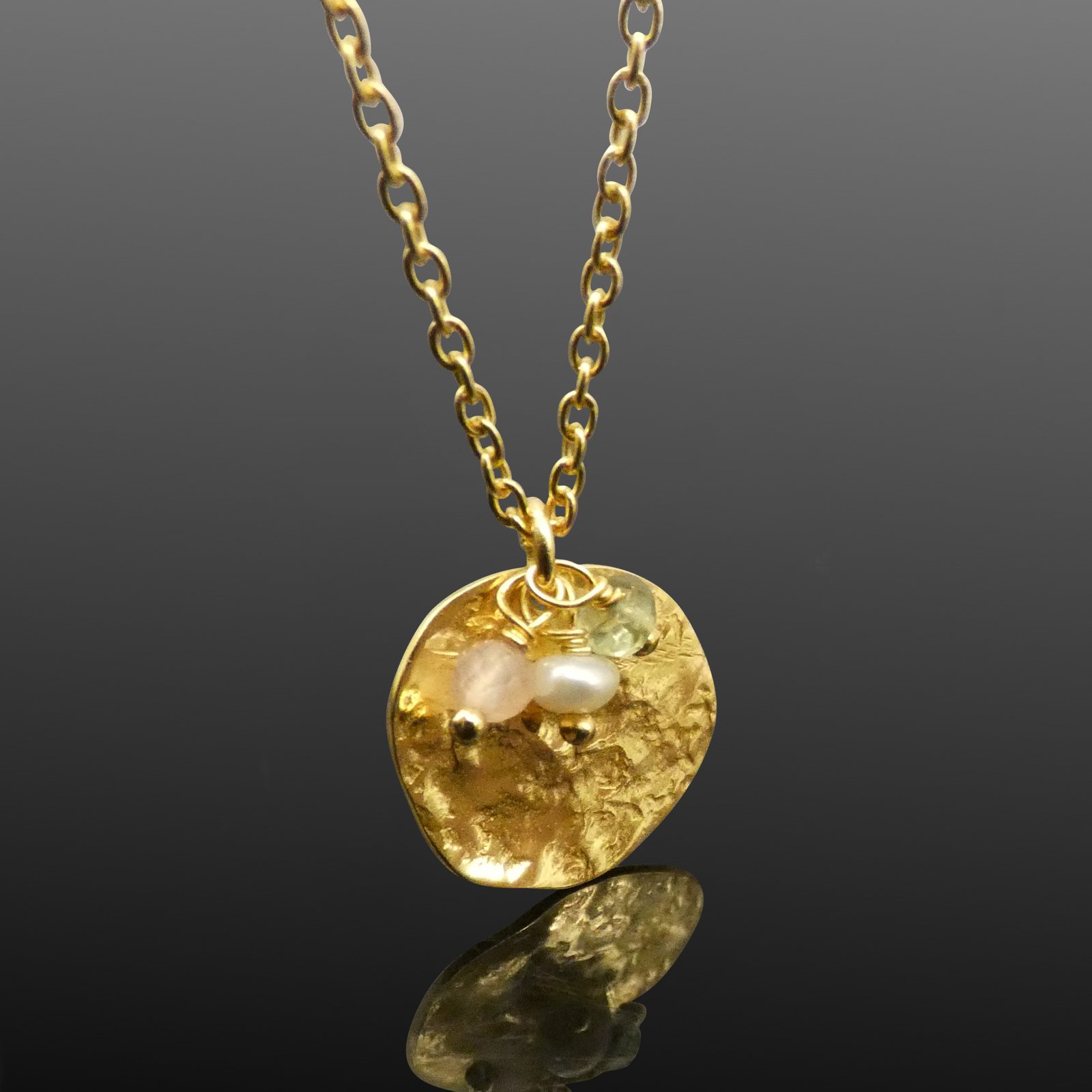 delicate tourmaline and pearl gold necklace moon jewellery