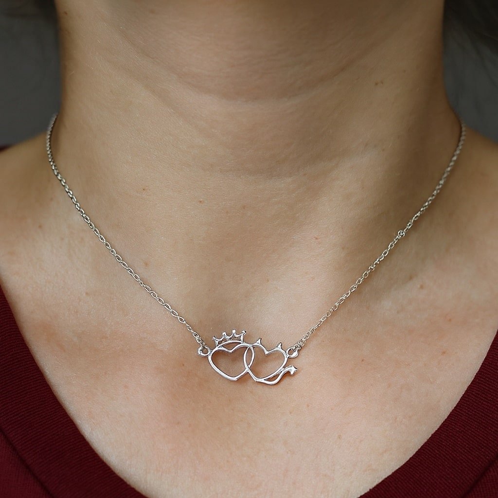 double heart necklace moon jewellery