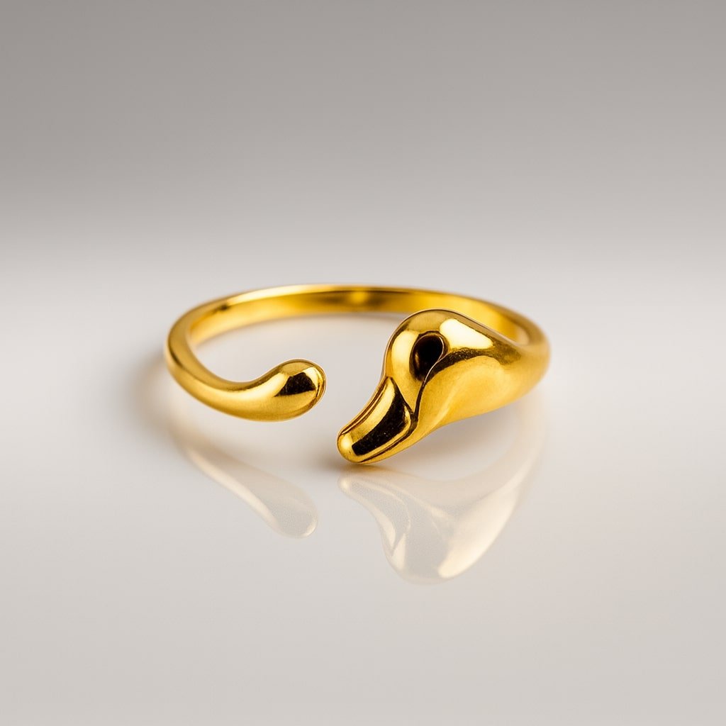 gold adjustable ring moon jewellery