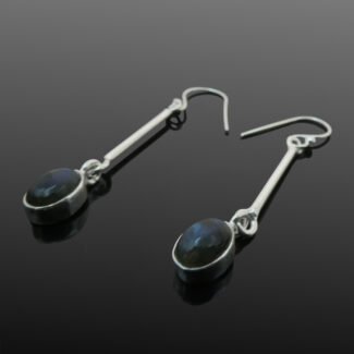 Statement Silver Earrings with Labradorite