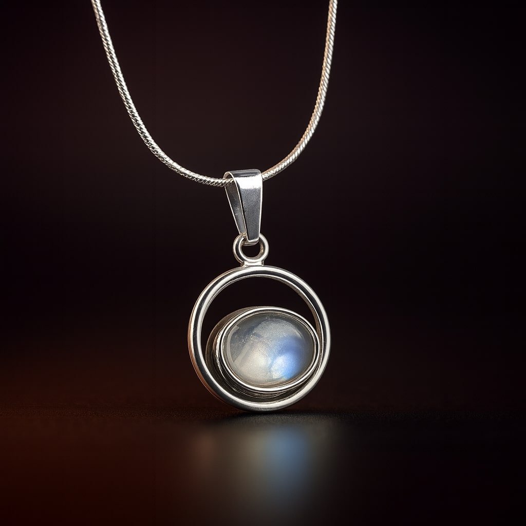 modern moonstone silver necklace