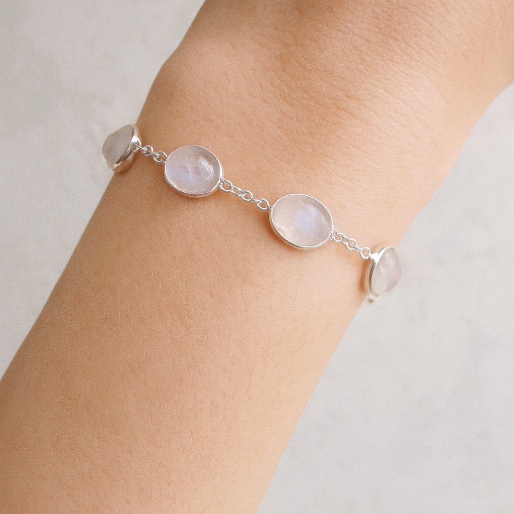 moonstone delicate silver bracelet