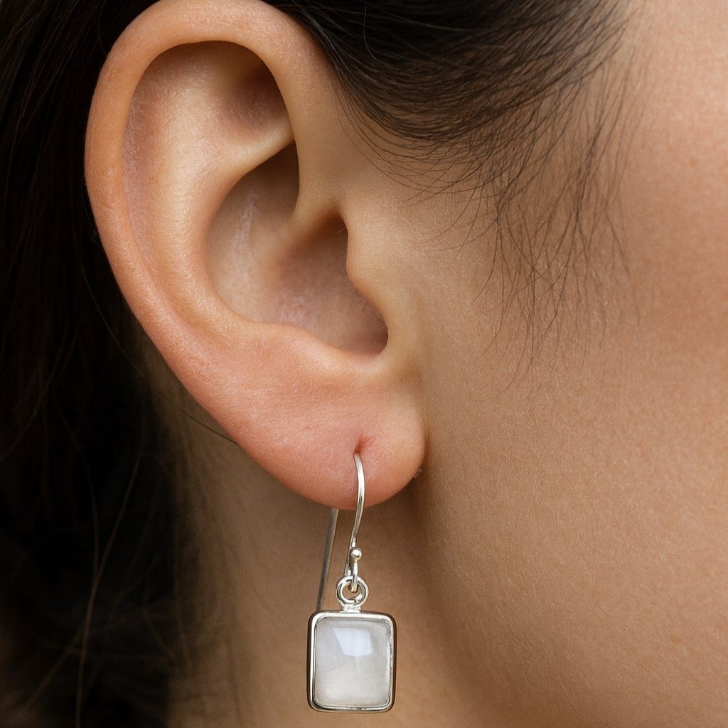 moonstone square earrings