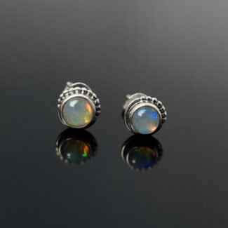 Opal Silver Stud Earrings