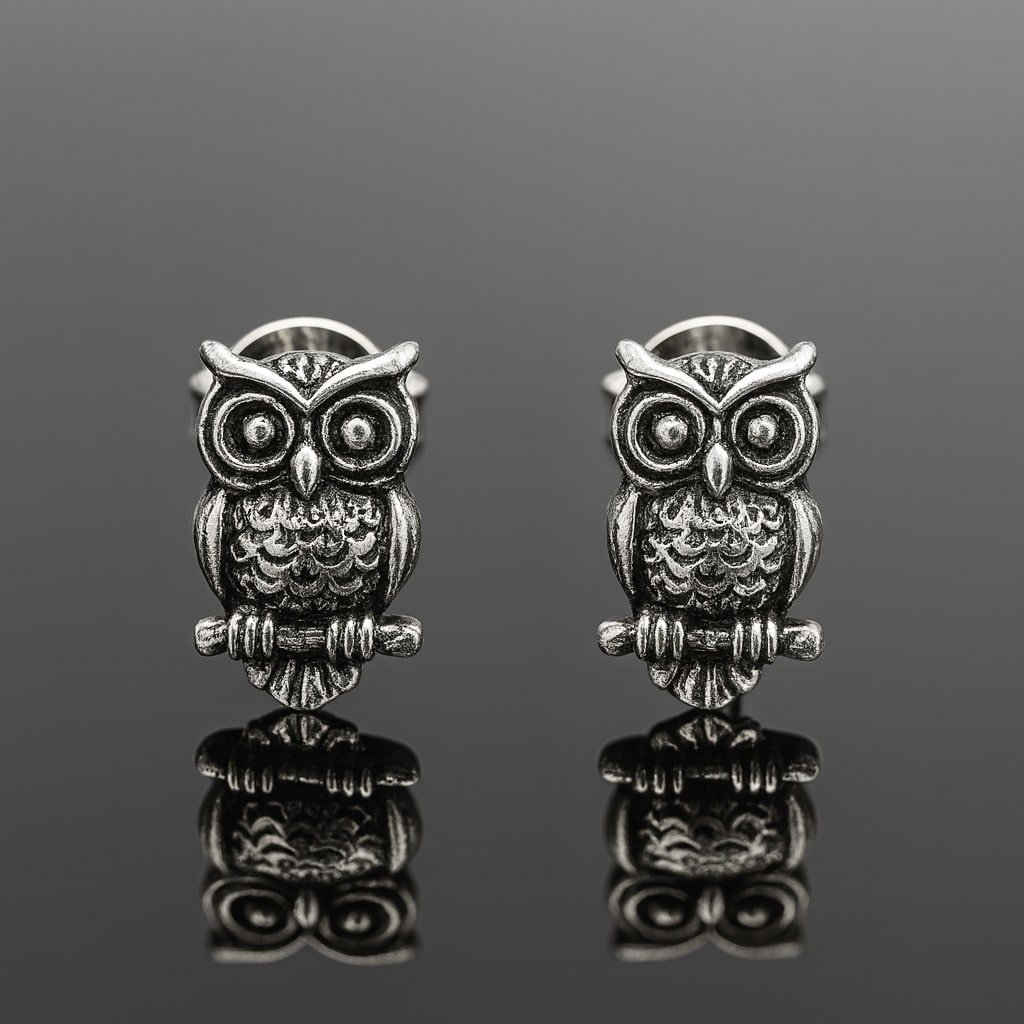 owl silver stud earrings mojo jewellery