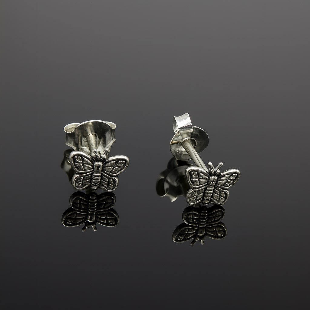 butterfly silver studs