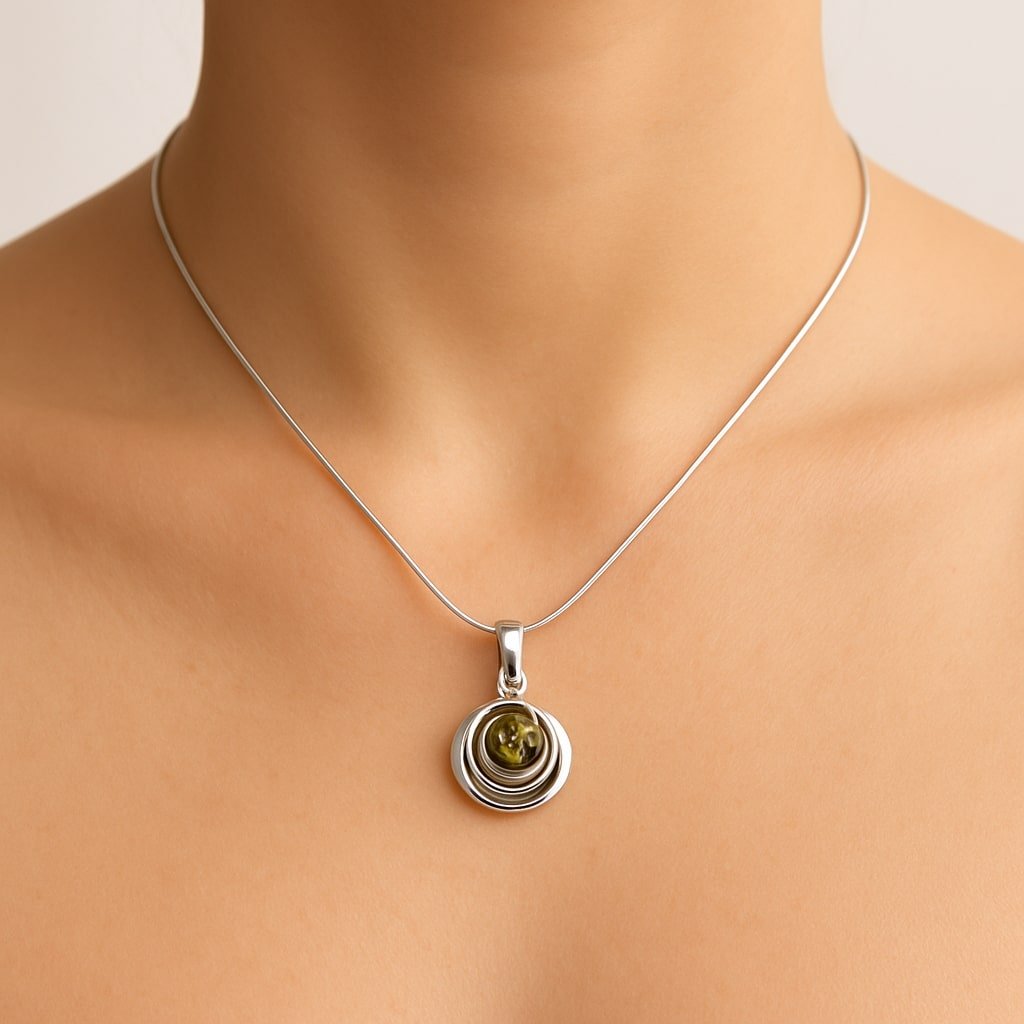 delicate green amber necklace