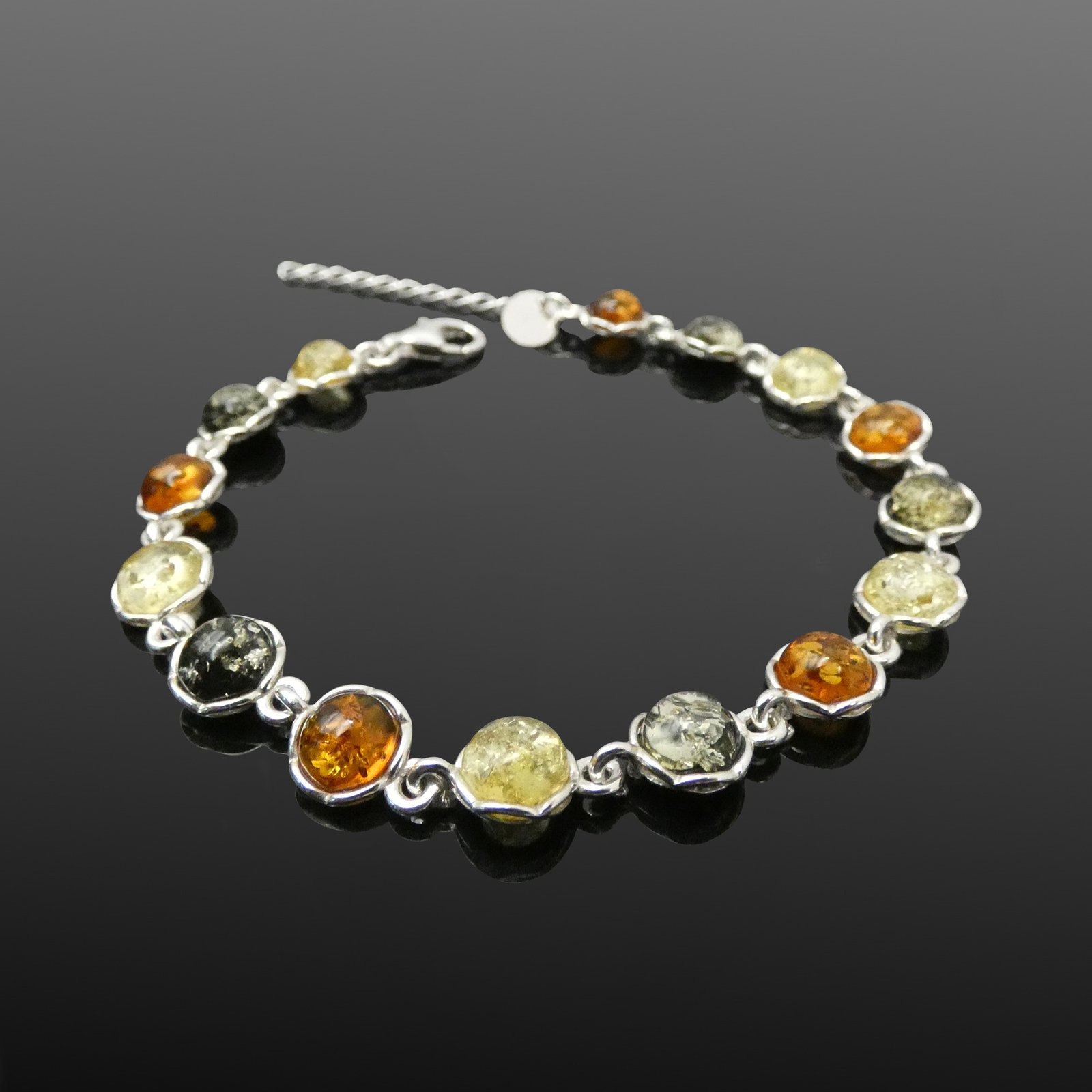 Tri coloured amber bracelet