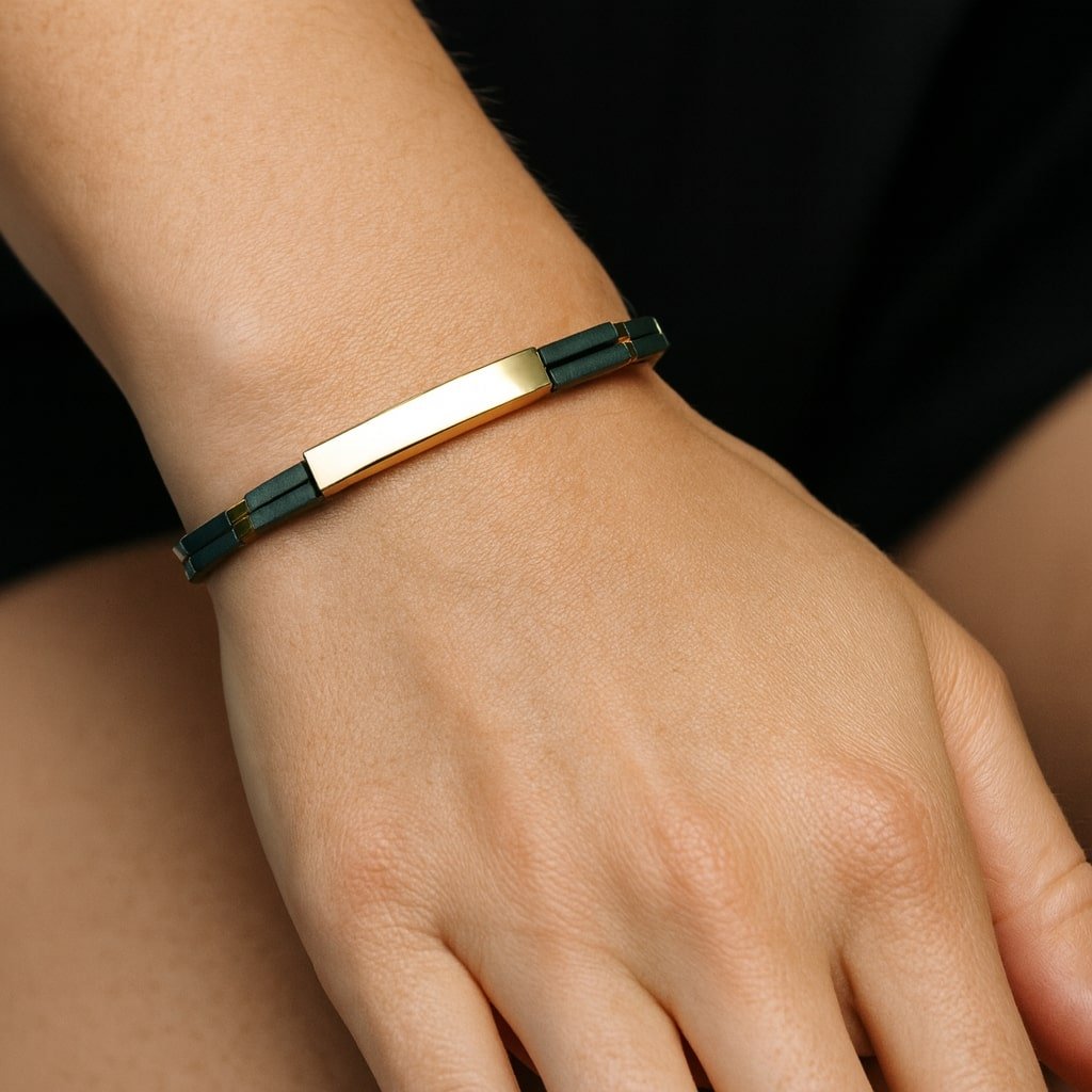 green and gold bracelet