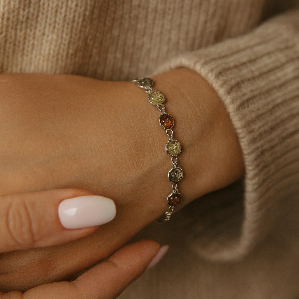 multicoloured amber bracelet