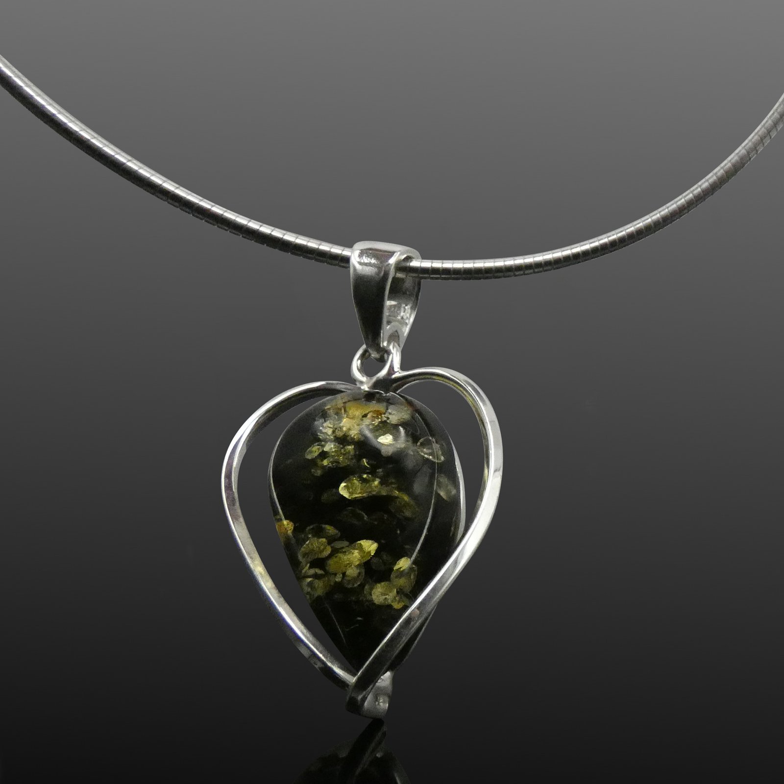 one off amber silver necklace uk