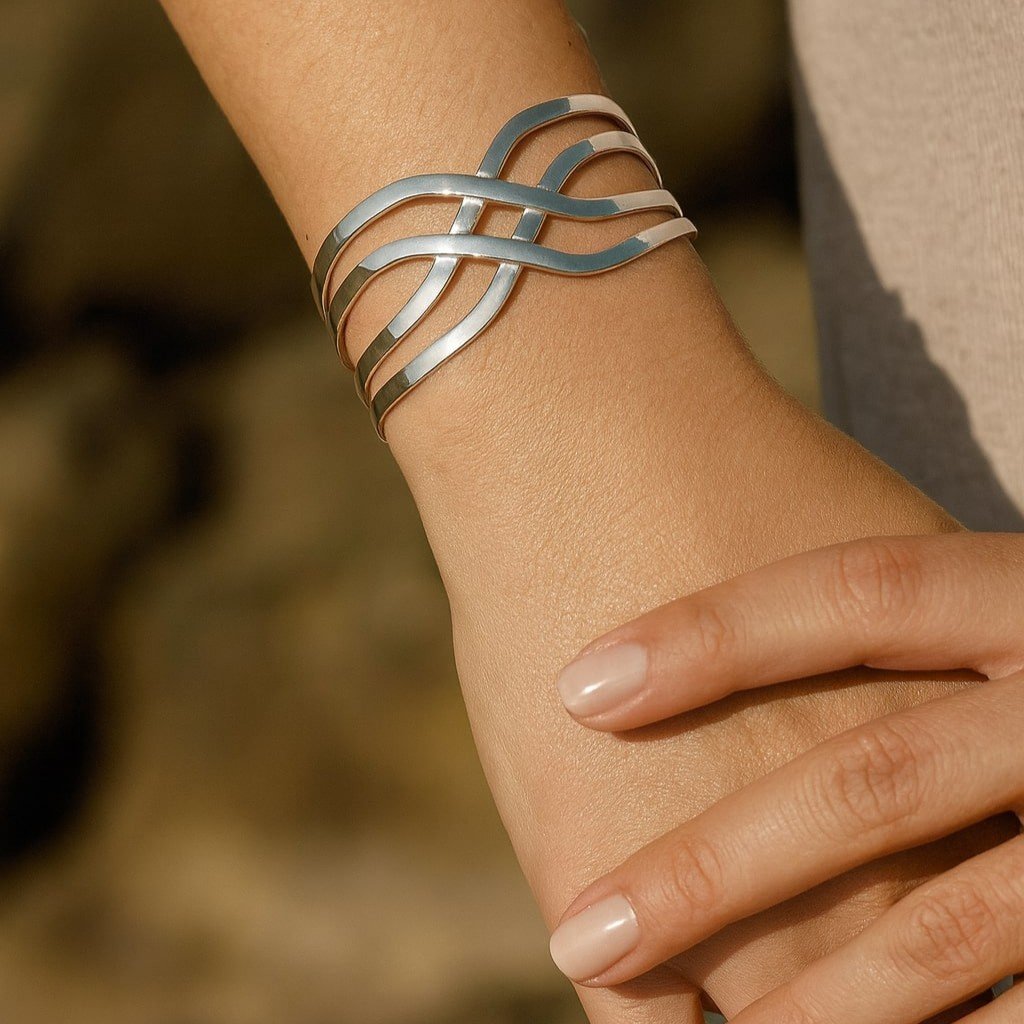 silver wavy bangle