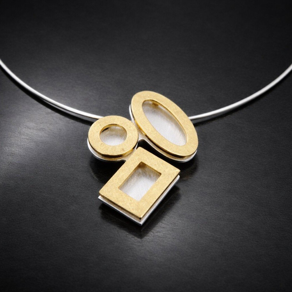 geometric silver and gold necklace uk