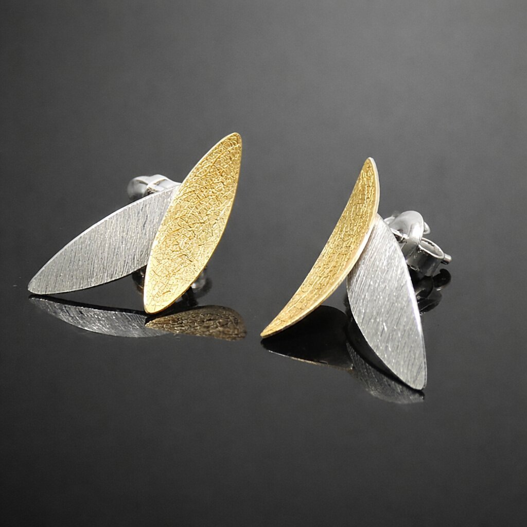 gold and silver silver stud earrings