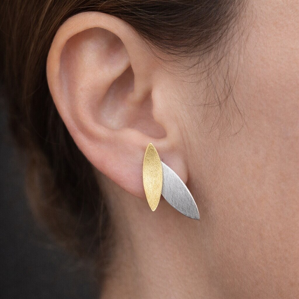 petal silver and gold earrings studs