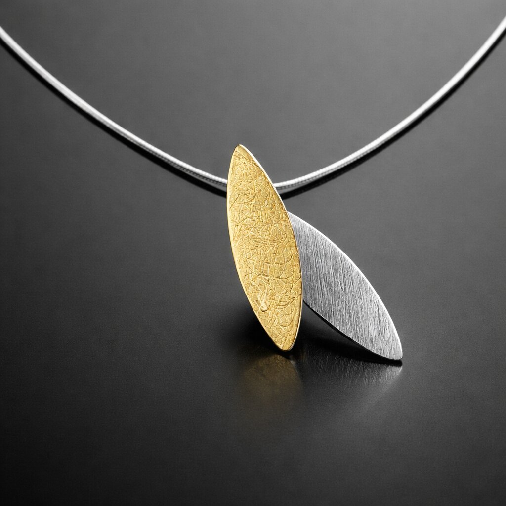 petal silver and gold necklace handmade jewellery uk