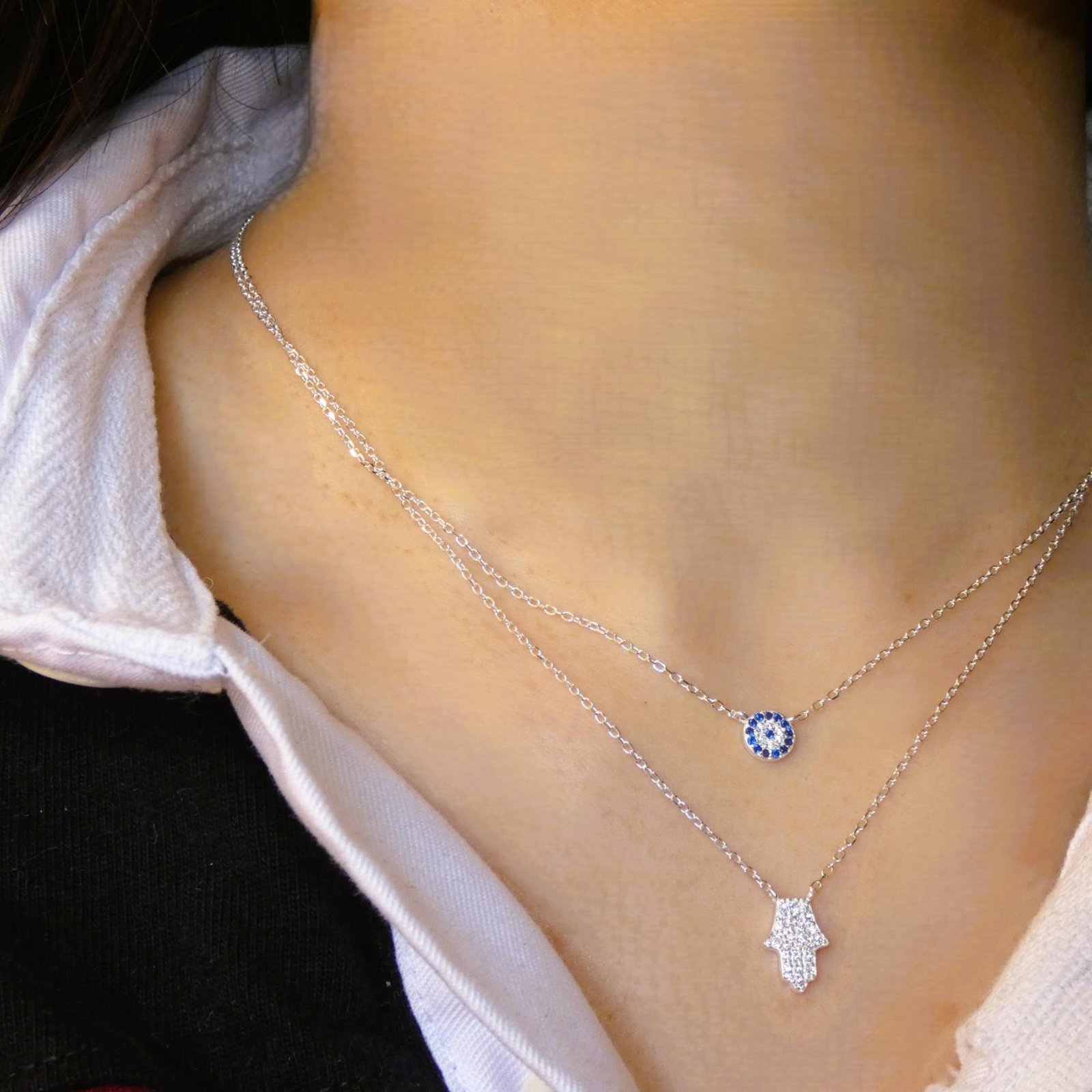 hamsa evil eye necklace