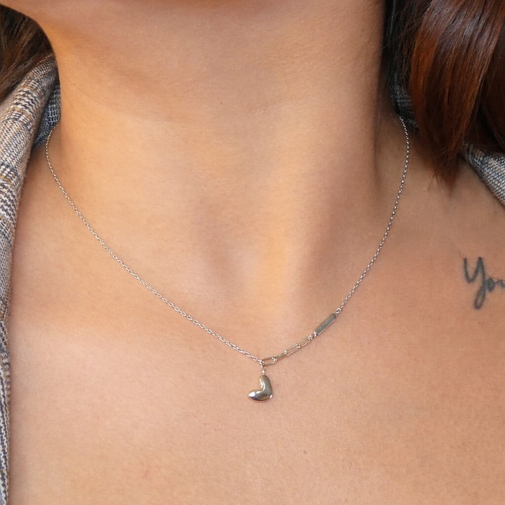 heart silver necklace