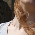 Colourful charm crystals on sterling silver 925 chain close up