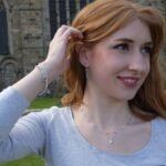 Crystal charm necklace worn layered on neckline everyday style