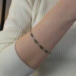 Green amber sterling silver link bracelet in gift box