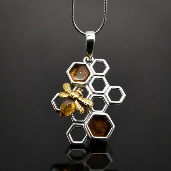 Baltic Amber Honey Bee Necklace moon jewellery durham