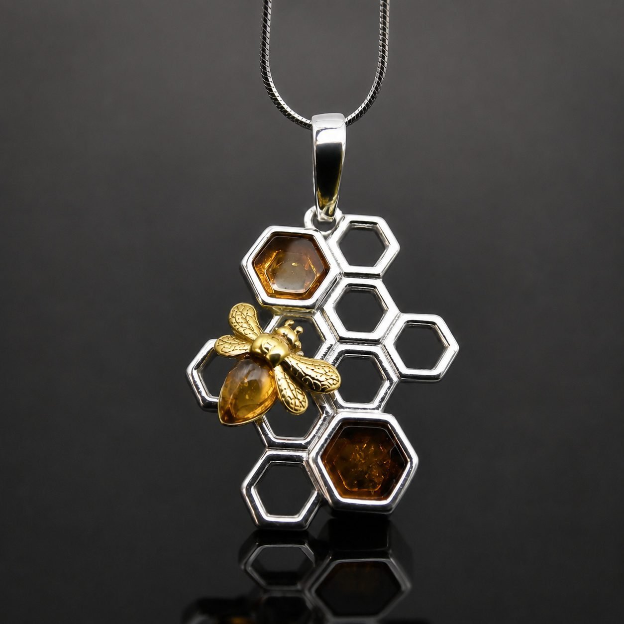 Baltic Amber Honey Bee Necklace moon jewellery durham