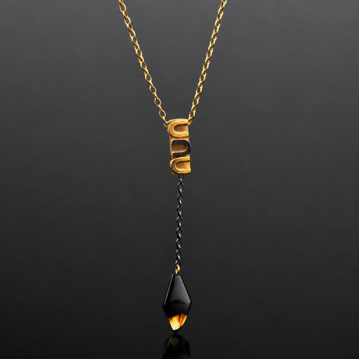 limited edition amber silver necklace handmade jewellery durham uk moon jewellery tie amber necklace with Irregularly cut honey amber stone with matte and polished finish