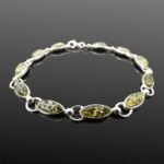 Deep green Baltic amber stones set in sterling silver 925 links