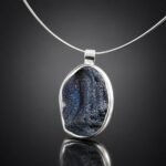 Chalcedony necklace cobalt blue sterling silver handcrafted Polish designer
